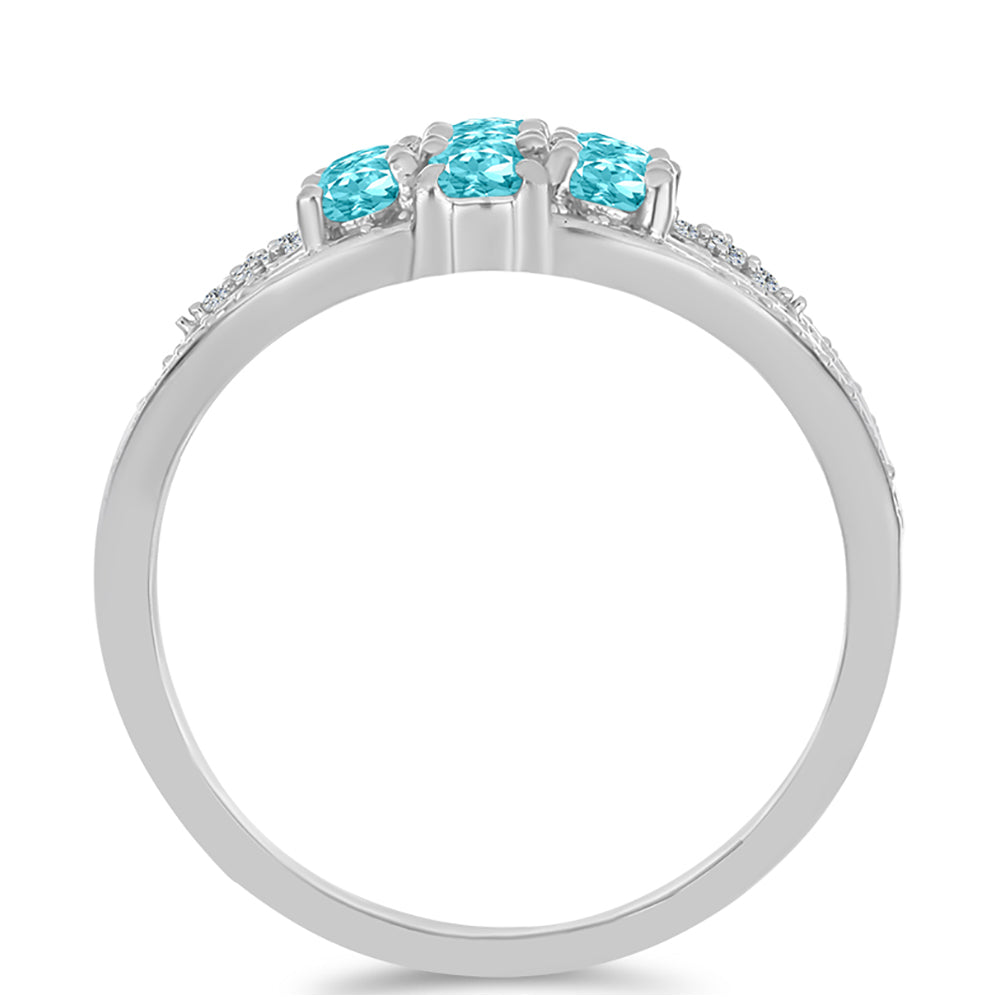 Silberring mit Paraiba Quarz und weißem Topas
