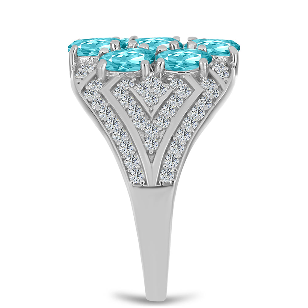Silberring mit Paraiba Quarz und weißem Topas 4 
