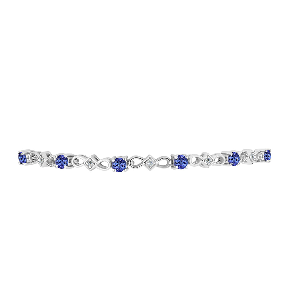 Silberarmband mit Tansanit - Klasse AAA und weißem Topas 2 