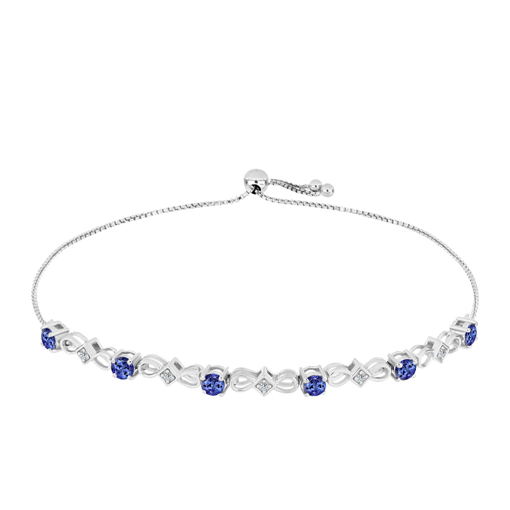 Silberarmband mit Tansanit - Klasse AAA und weißem Topas 1 
