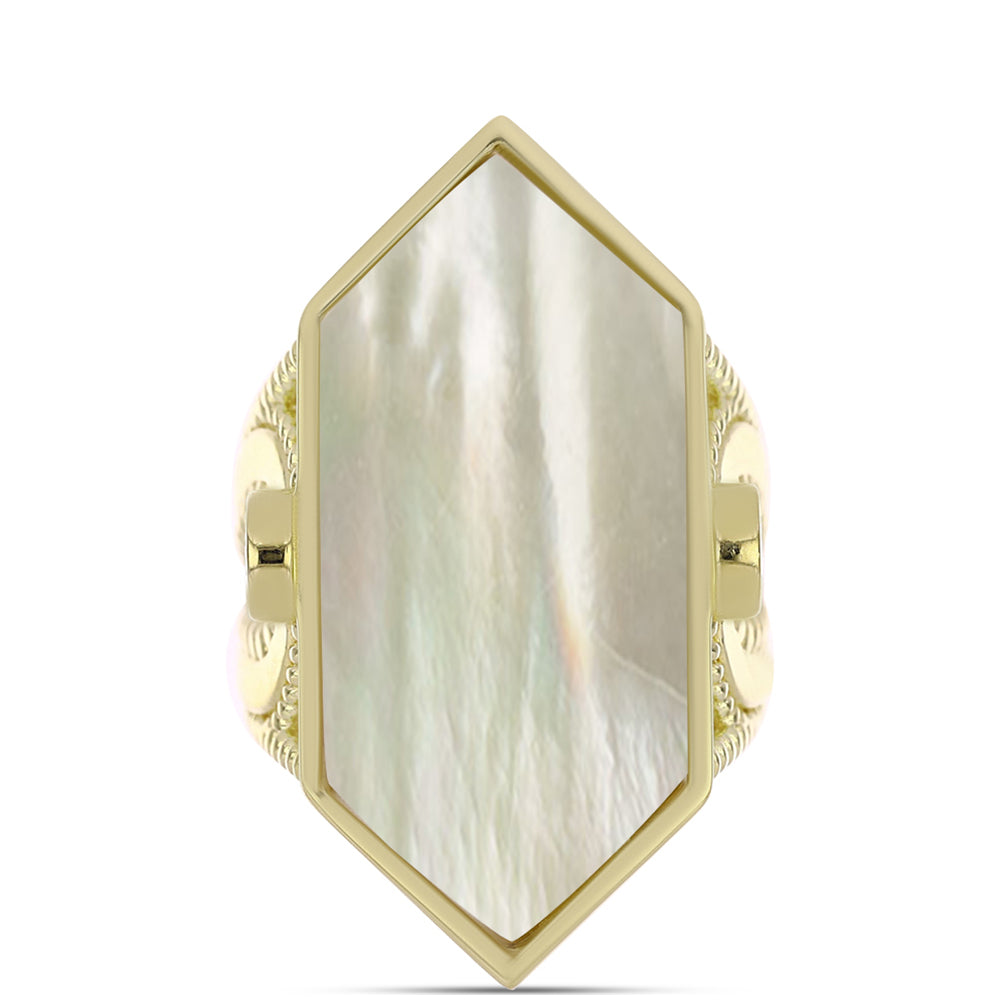 Goldplattierter Silberring mit Perlmutt