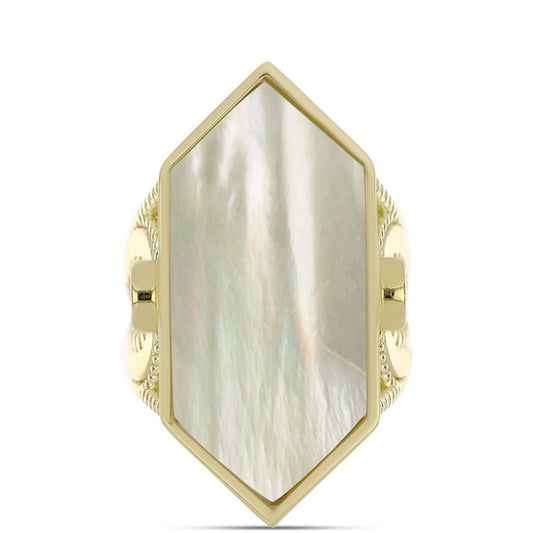 Goldplattierter Silberring mit Perlmutt