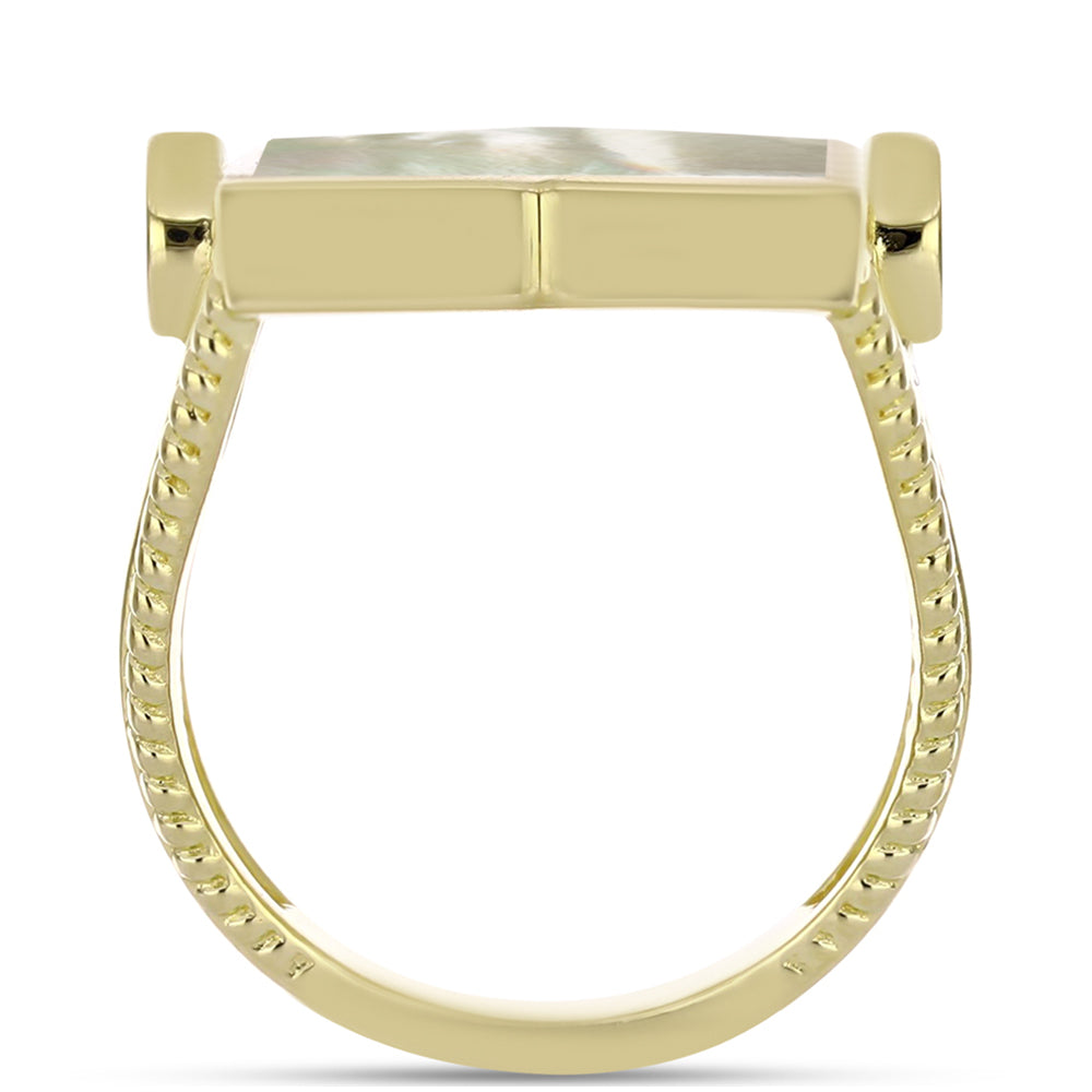 Goldplattierter Silberring mit Perlmutt