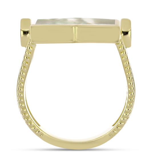 Goldplattierter Silberring mit Perlmutt