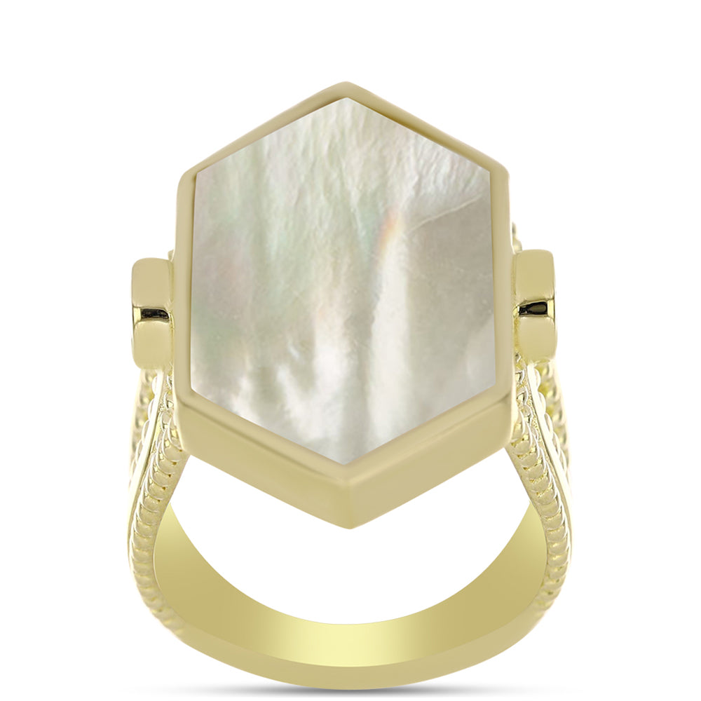 Goldplattierter Silberring mit Perlmutt 3 