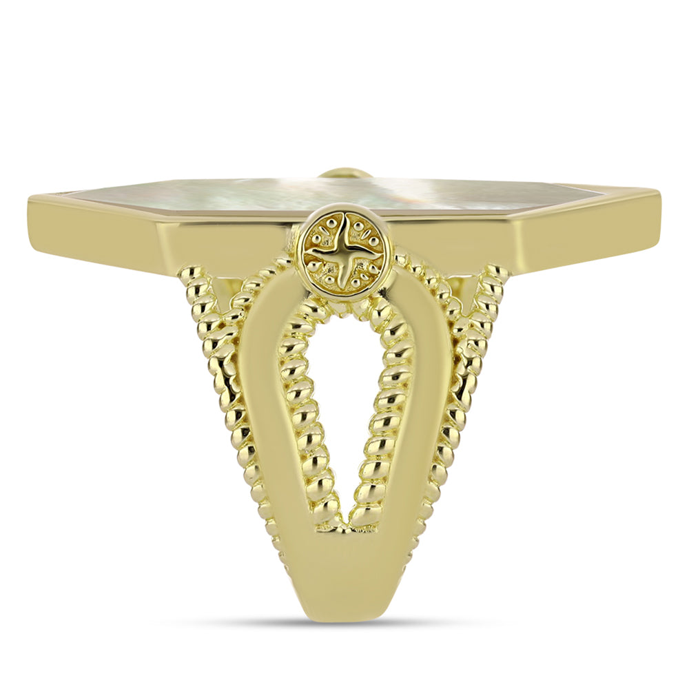 Goldplattierter Silberring mit Perlmutt 4 