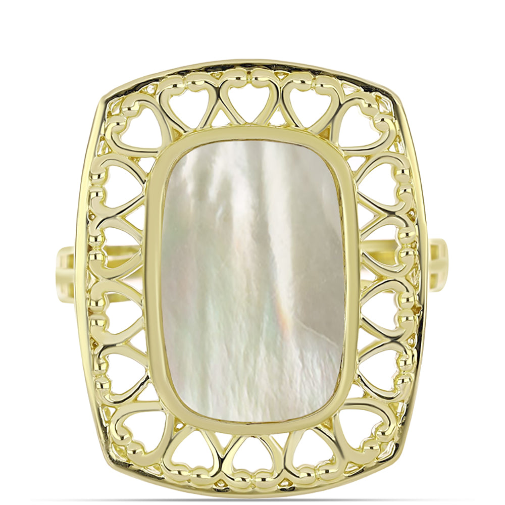 Goldplattierter Silberring mit Perlmutt 1 