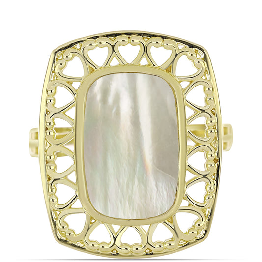 Goldplattierter Silberring mit Perlmutt