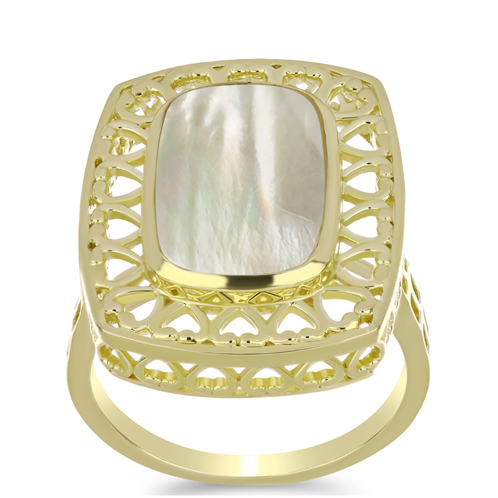 Goldplattierter Silberring mit Perlmutt 3 