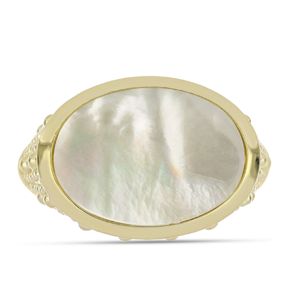 Goldplattierter Silberring mit Perlmutt 1 