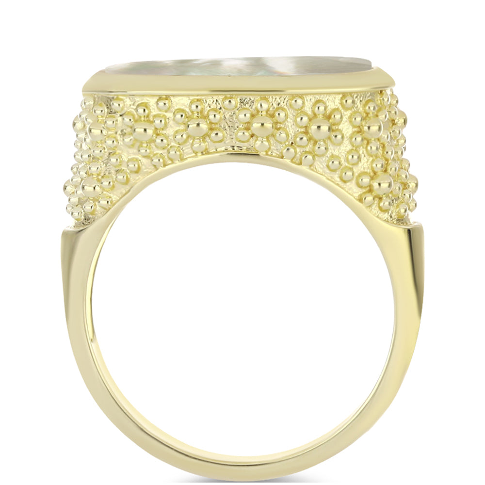 Goldplattierter Silberring mit Perlmutt