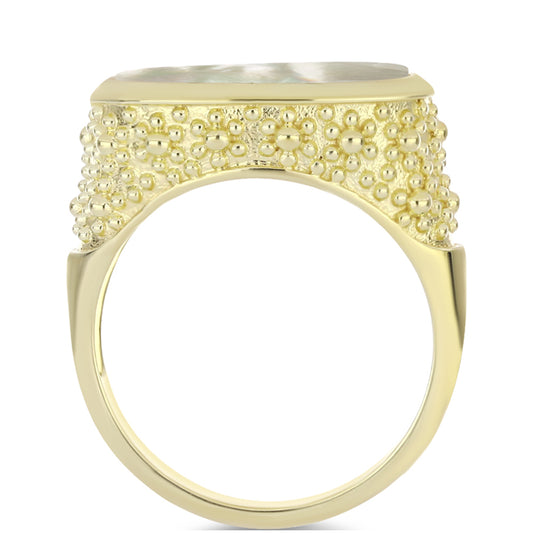 Goldplattierter Silberring mit Perlmutt