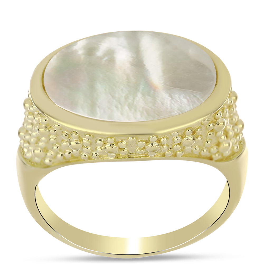 Goldplattierter Silberring mit Perlmutt