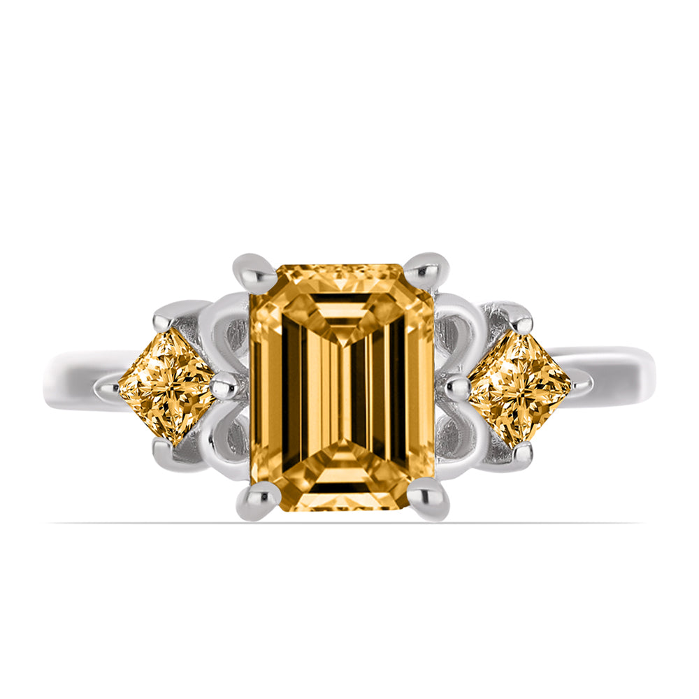 Silberring mit Champagnerfarbenem Moissanit