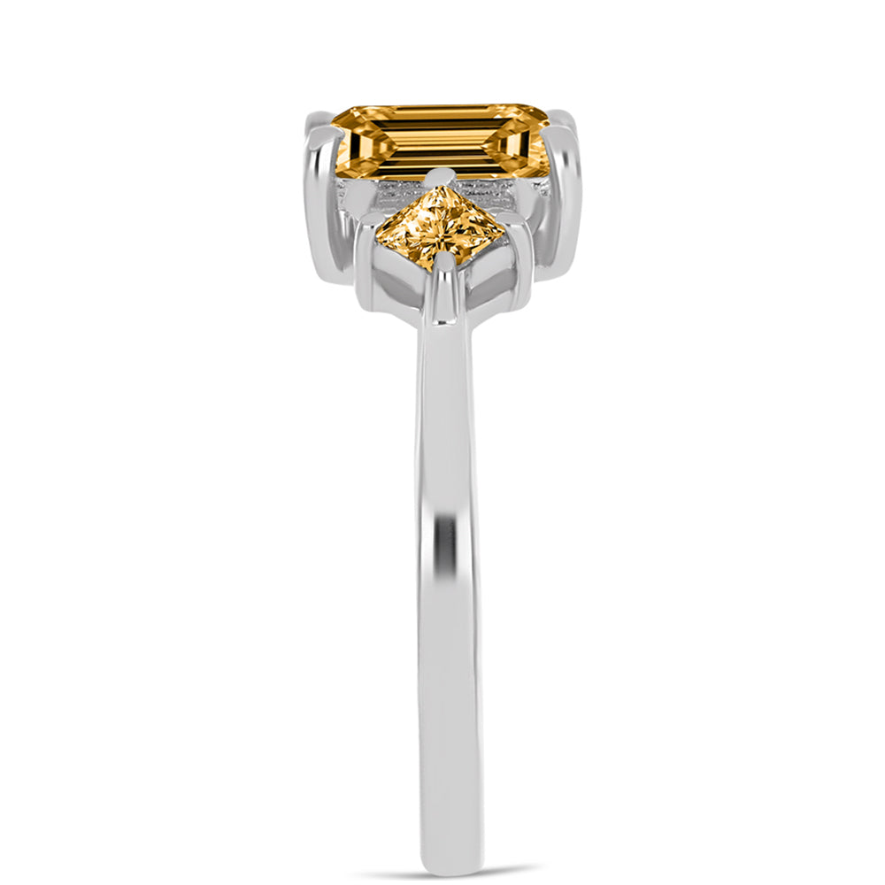 Silberring mit Champagnerfarbenem Moissanit