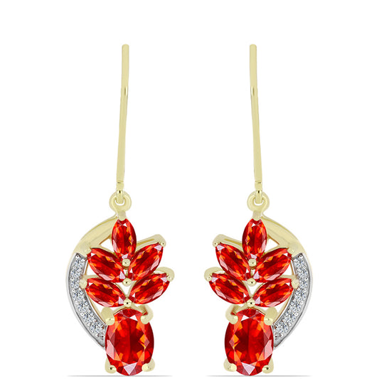Goldplattierte Silberohrringe mit äthiopischem rotem Opal aus Lega Dembi und weißem Topas