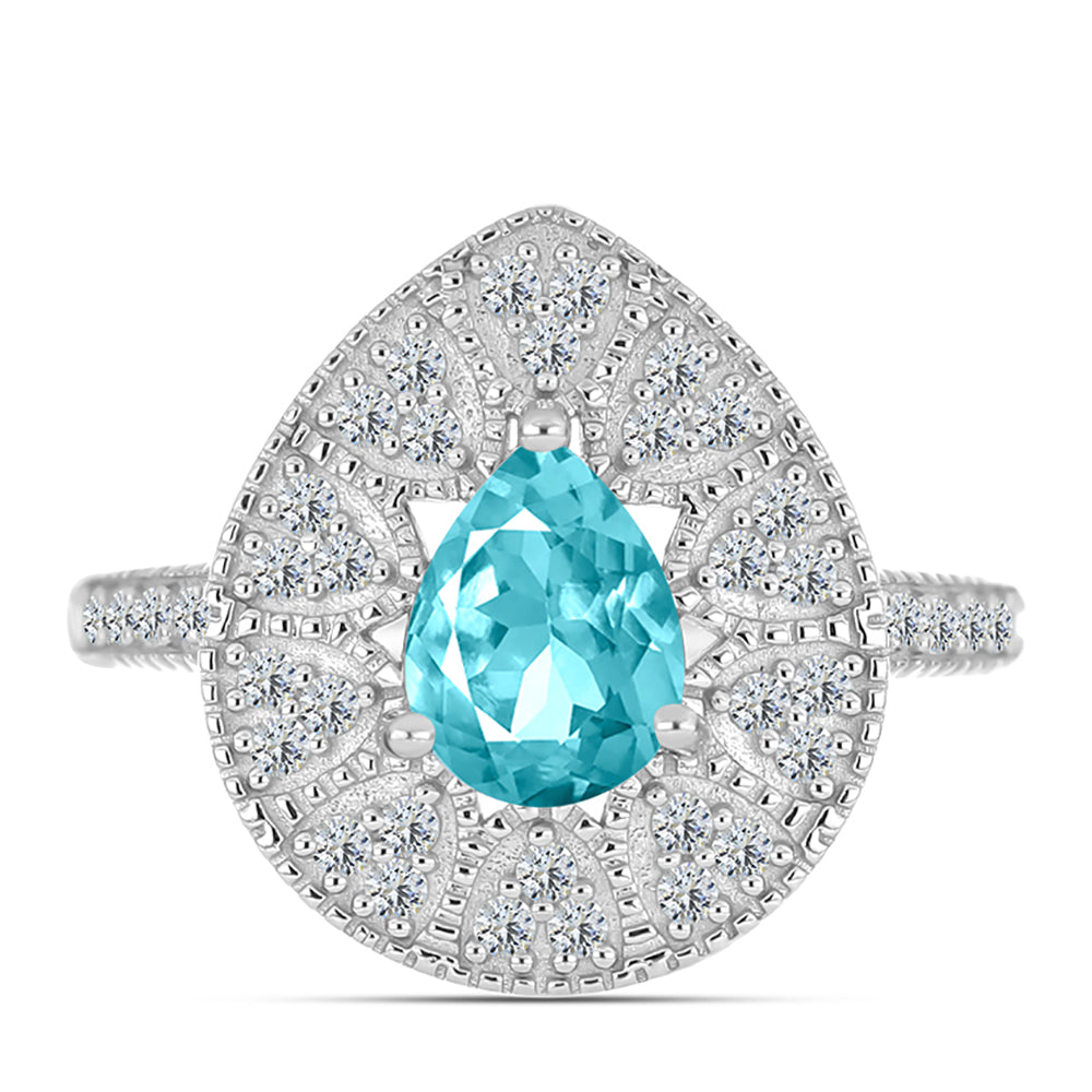 Silberring mit Paraiba Quarz und weißem Topas