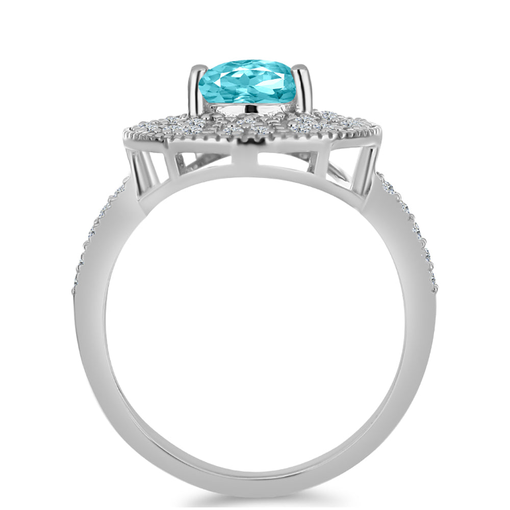 Silberring mit Paraiba Quarz und weißem Topas 2 