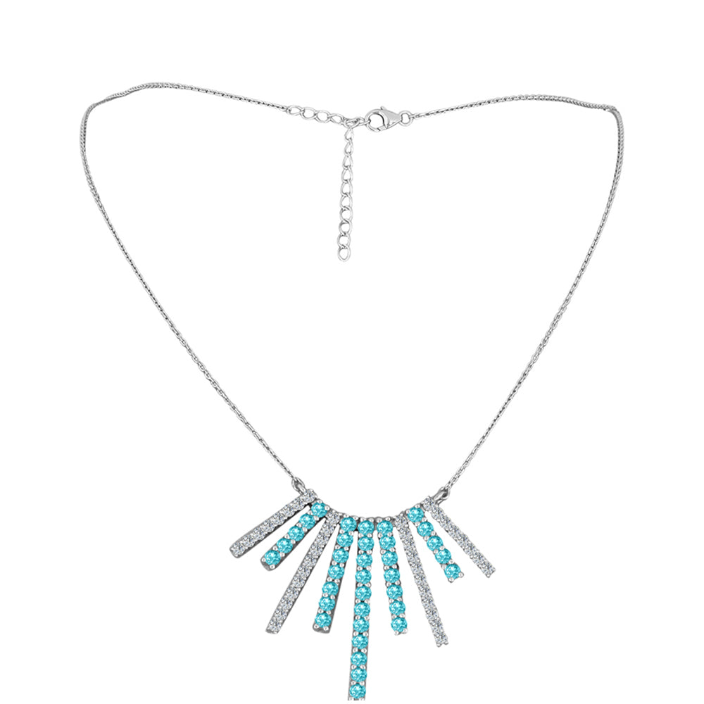 Silberhalskette mit Paraiba Quarz und weißem Topas