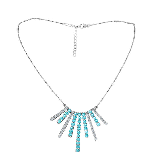 Silberhalskette mit Paraiba Quarz und weißem Topas