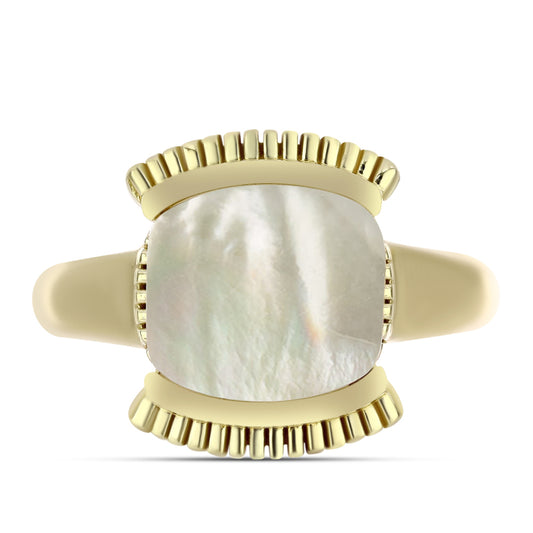 Goldplattierter Silberring mit Perlmutt