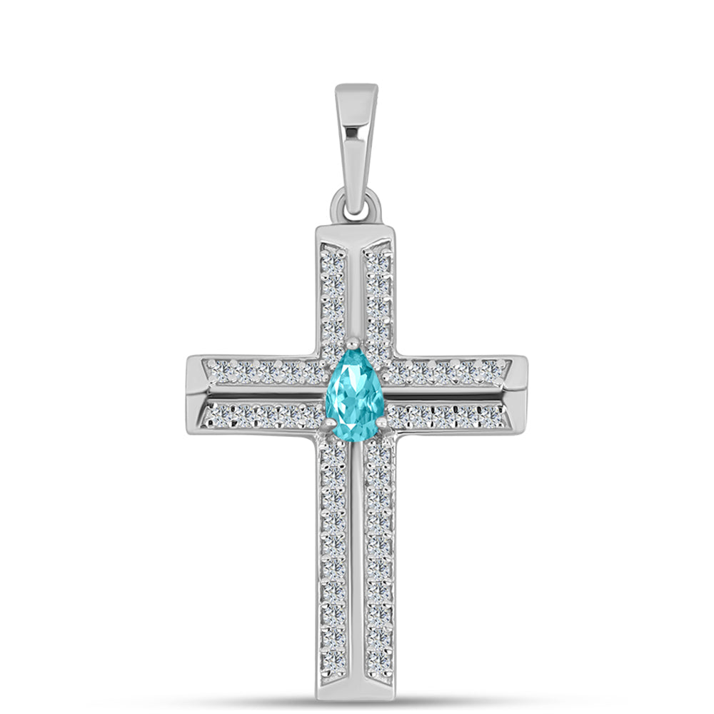 Silberanhänger mit Paraiba Quarz und weißem Topas