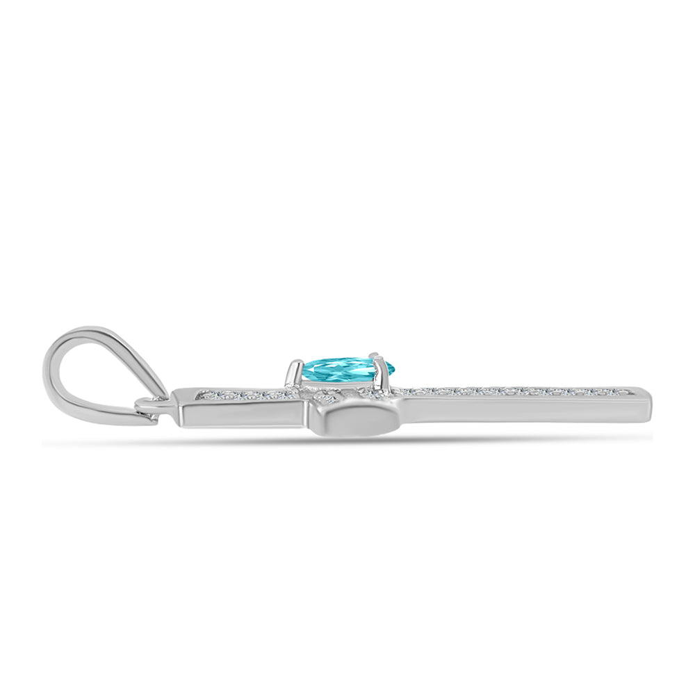 Silberanhänger mit Paraiba Quarz und weißem Topas 2 