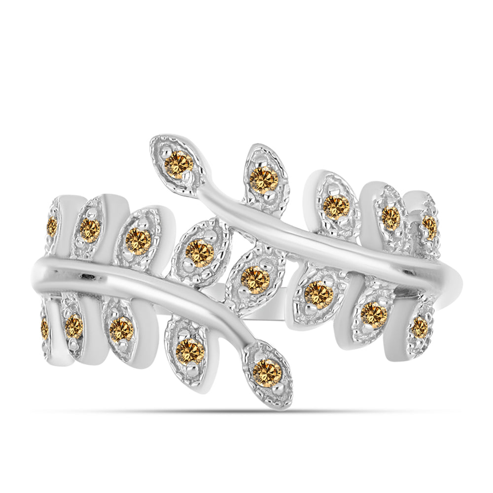 Silberring mit Champagnerfarbenem Moissanit 1 