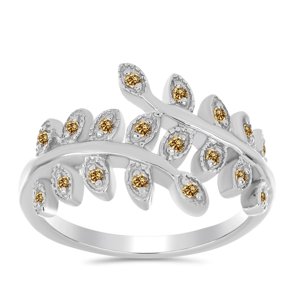 Silberring mit Champagnerfarbenem Moissanit 3 