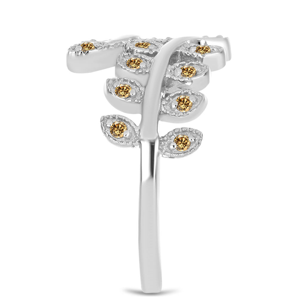 Silberring mit Champagnerfarbenem Moissanit 4 