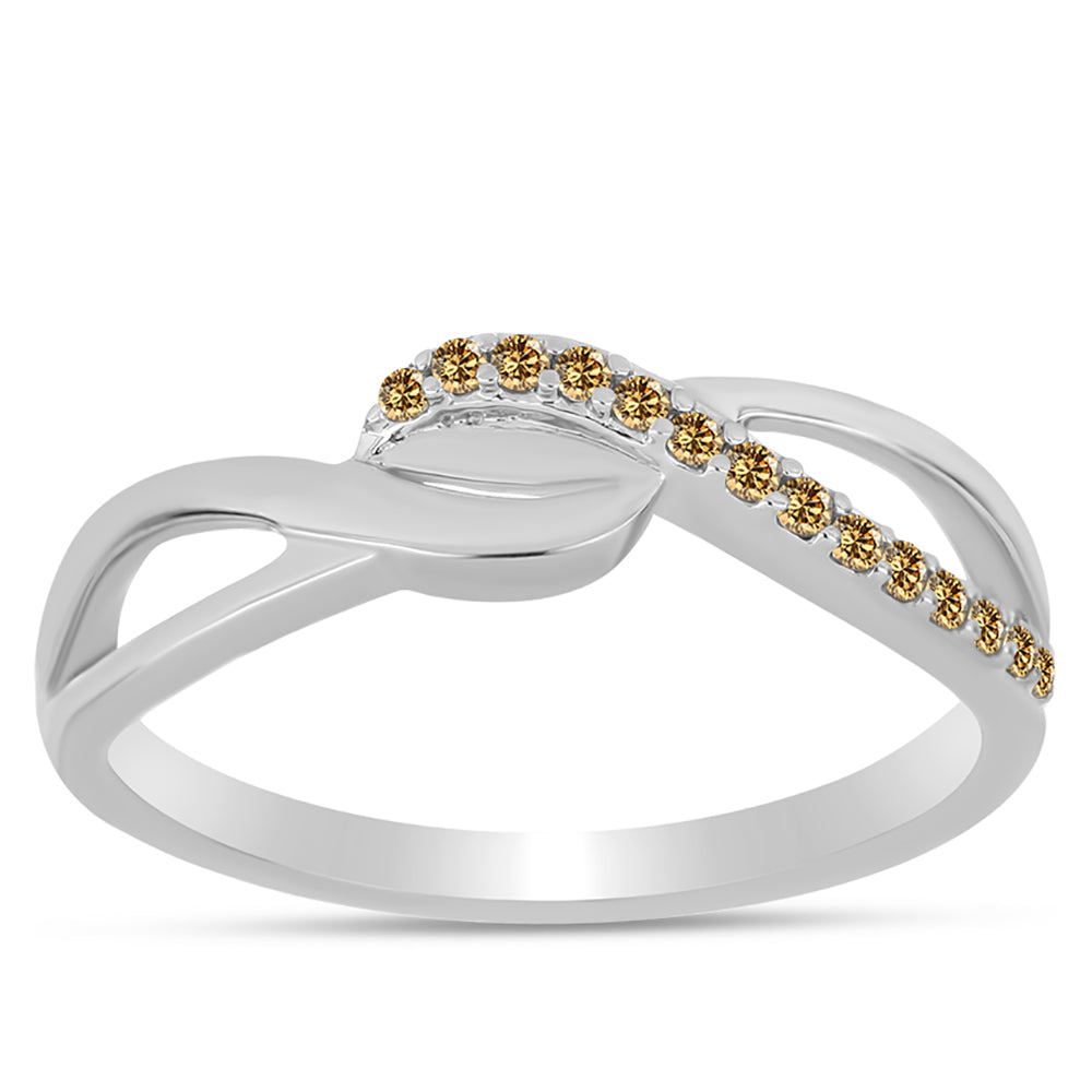 Silberring mit Champagnerfarbenem Moissanit