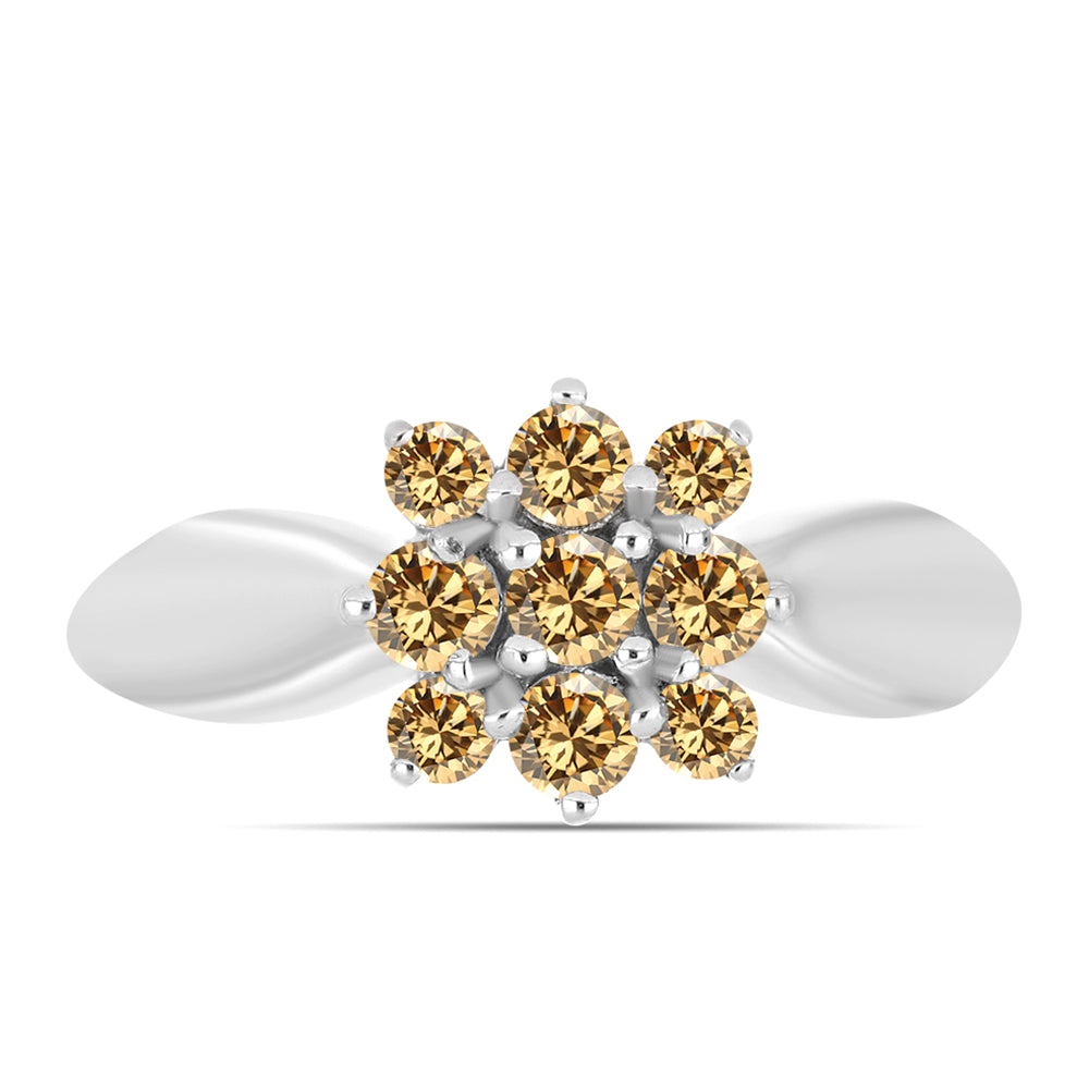 Silberring mit Champagnerfarbenem Moissanit 1 