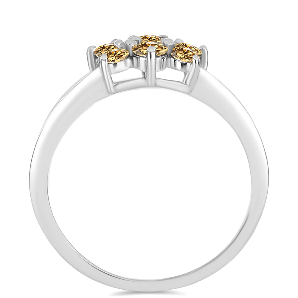 Silberring mit Champagnerfarbenem Moissanit 2 