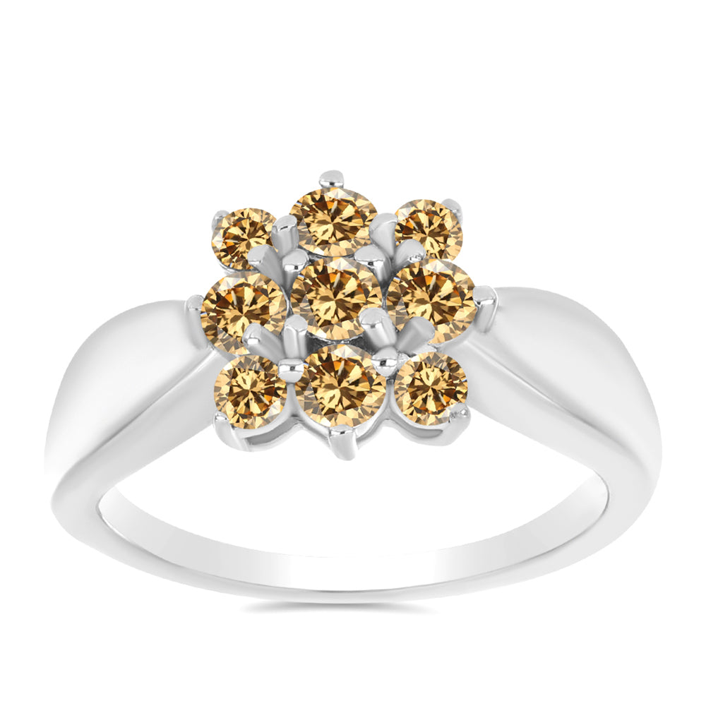 Silberring mit Champagnerfarbenem Moissanit 3 