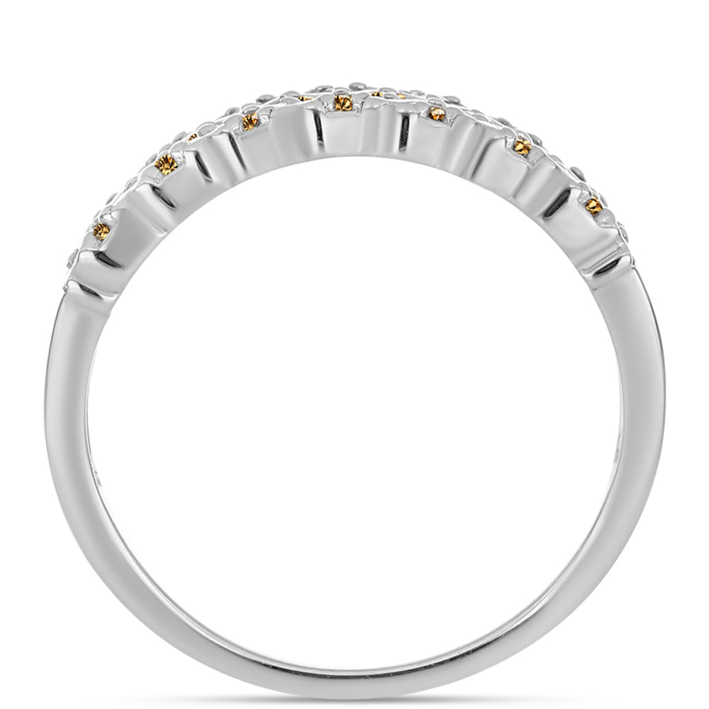 Silberring mit Champagnerfarbenem Moissanit 2 