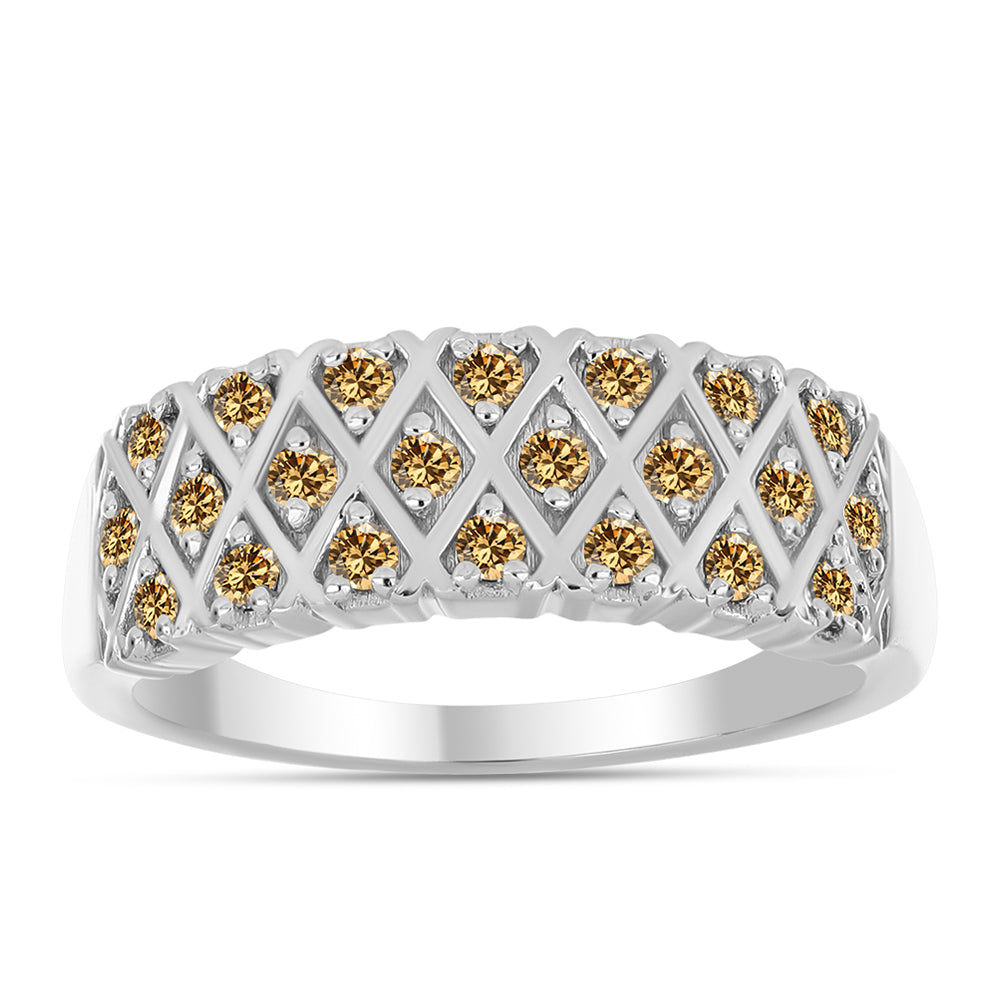 Silberring mit Champagnerfarbenem Moissanit 3 