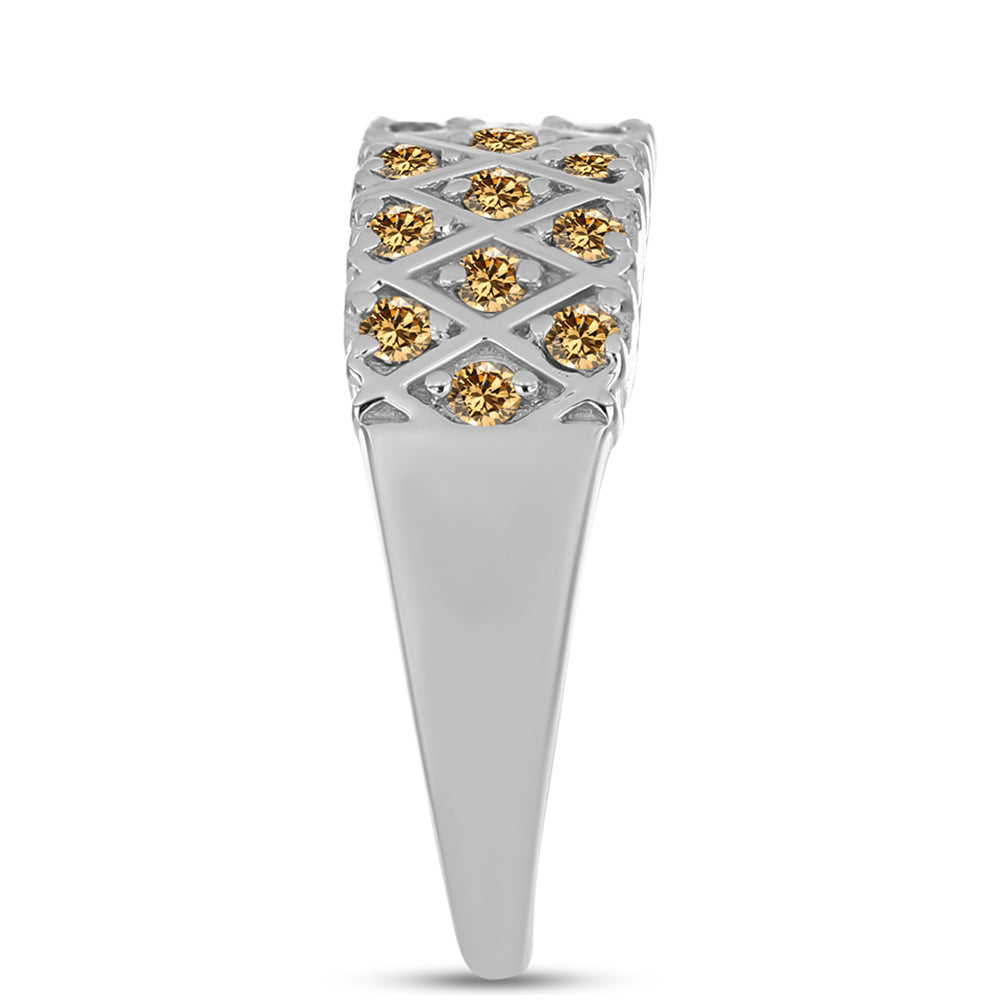 Silberring mit Champagnerfarbenem Moissanit