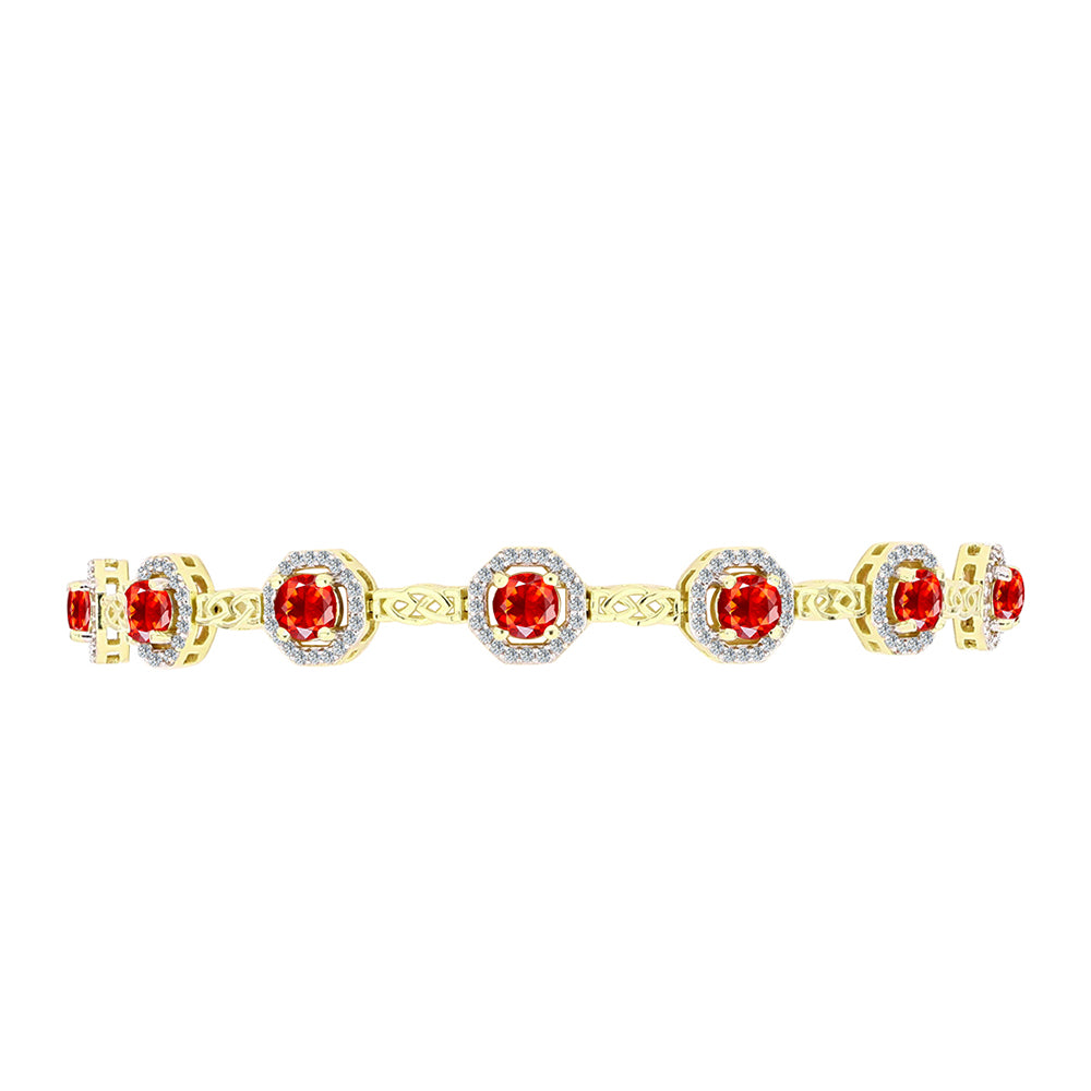 Goldplattiertes Silberarmband mit äthiopischem rotem Opal aus Lega Dembi und weißem Topas 2 