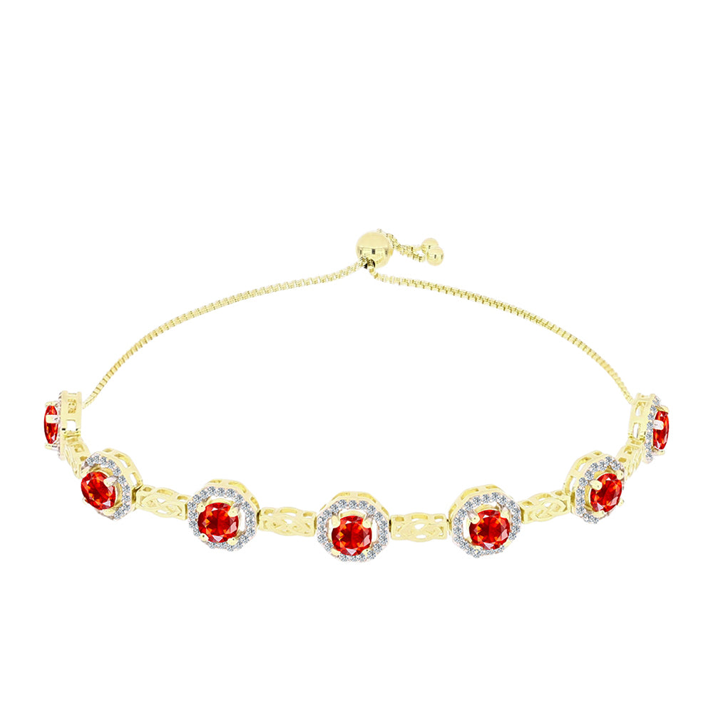 Goldplattiertes Silberarmband mit äthiopischem rotem Opal aus Lega Dembi und weißem Topas