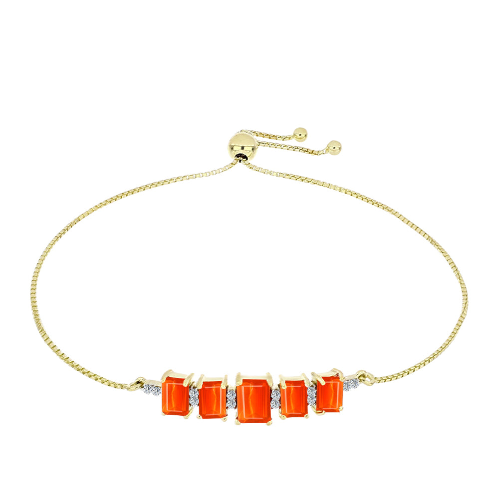 Goldplattiertes Silberarmband mit äthiopischem rotem Opal aus Lega Dembi und weißem Topas 1 