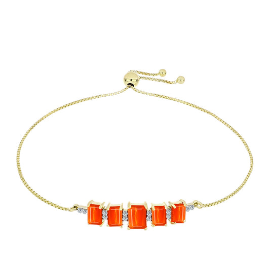 Goldplattiertes Silberarmband mit äthiopischem rotem Opal aus Lega Dembi und weißem Topas