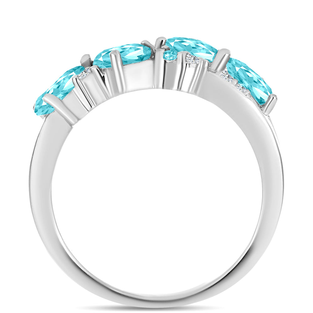 Silberring mit Paraiba Quarz und weißem Topas 2 