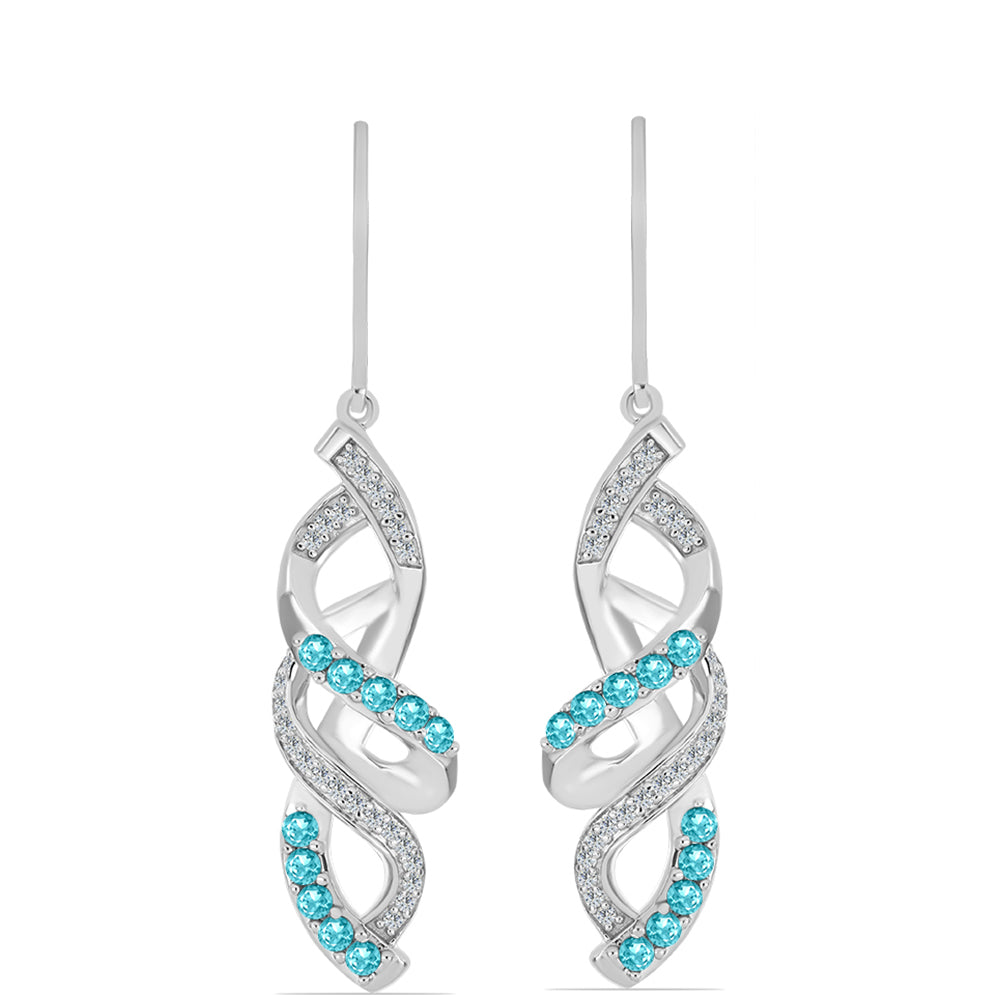 Silberohrringe mit Paraiba Quarz und weißem Topas