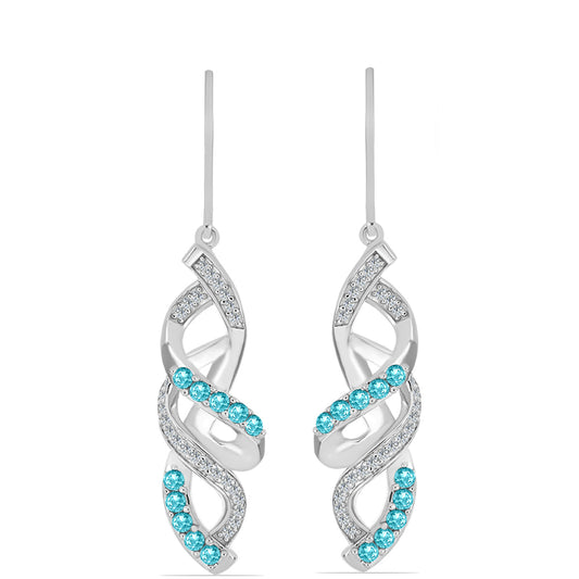 Silberohrringe mit Paraiba Quarz und weißem Topas