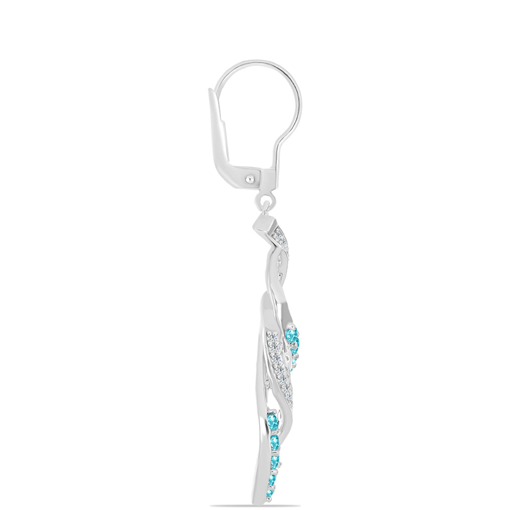 Silberohrringe mit Paraiba Quarz und weißem Topas