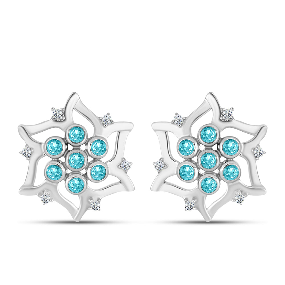 Silberohrringe mit Paraiba Quarz und weißem Topas