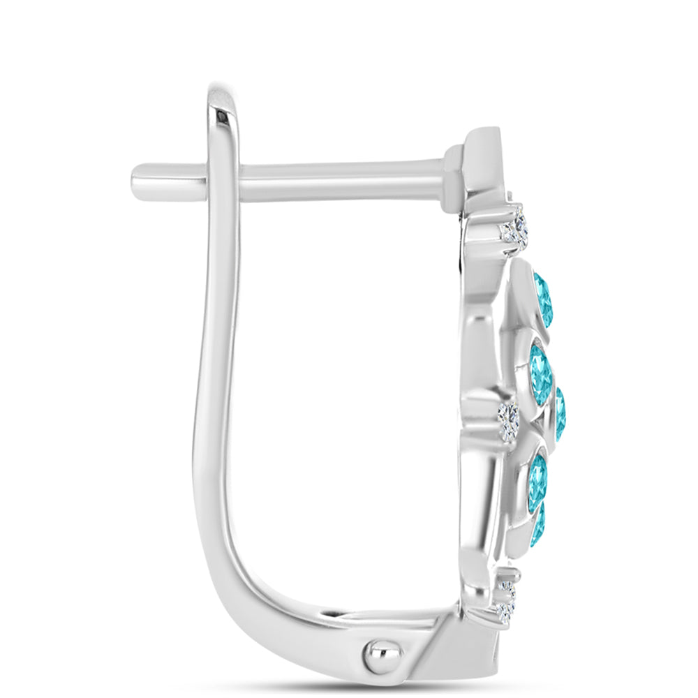 Silberohrringe mit Paraiba Quarz und weißem Topas