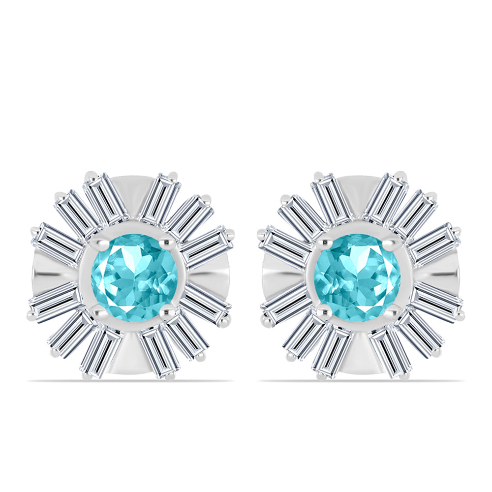 Silberohrringe mit Paraiba Quarz und weißem Zirkon 1 