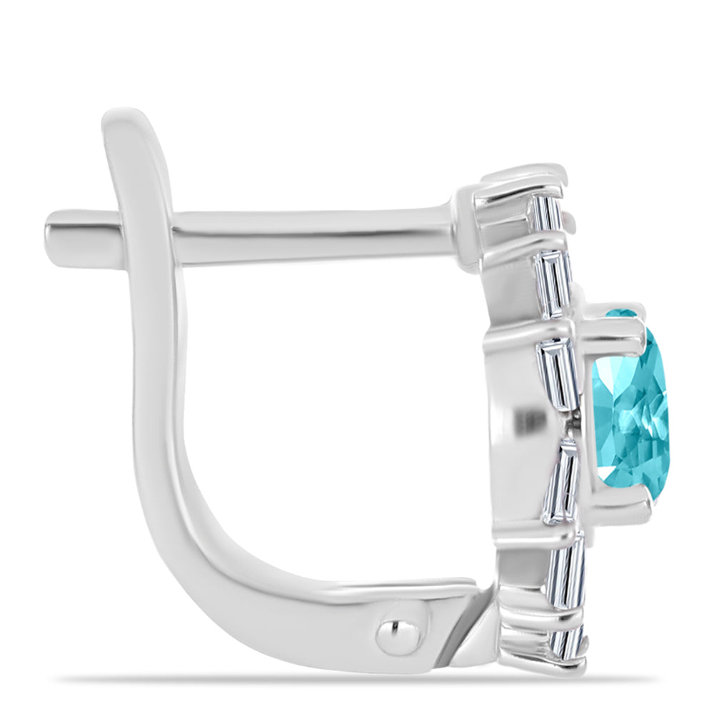 Silberohrringe mit Paraiba Quarz und weißem Zirkon 2 