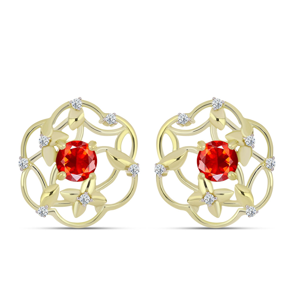 Goldplattierte Silberohrringe mit äthiopischem rotem Opal aus Lega Dembi und weißem Topas 1 